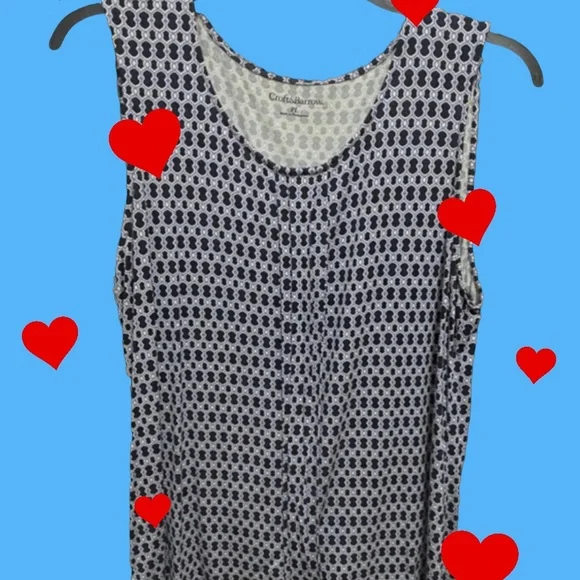 Croft & Barrow blue & white sleeveless blouse Petite large - Picture 1 of 5